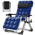 ABORON Zero Gravity Chair,Premium Outdoor Lawn Folding Lounge Chairs,Sturdy Adjustable Reclining Patio Chairs with Removable Cushion,Headrest & Tray - color: Navy Blue