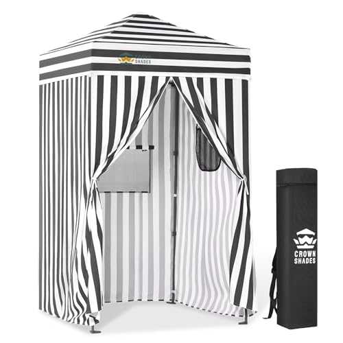 CROWN SHADES 4x4 Pop Up Changing Tent, Patented One-Push Center Lock Portable Changing Room, Privacy Canopy for Camping, Poolside, Beach, Photoshoots, Gray/White - color: Gray/White, size: 4X4 FT