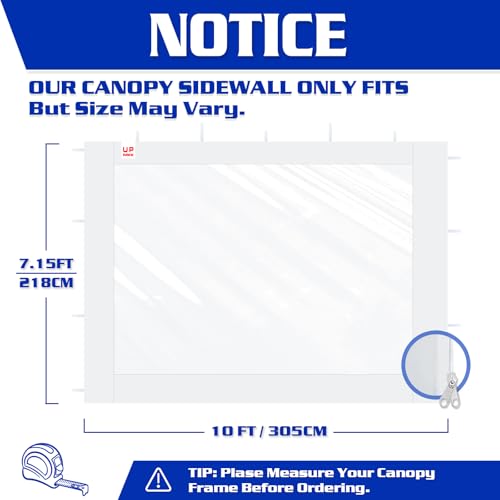 FANPAT 3Pcs Clear Canopy Sidewalls for 10x10 Pop Up Tent, Transparent Window Curtain Cloth, 8 Mil PVC Enclosure Fabric with Zipper, White (Not Including Frame and the top,Sidewalls ONLY) - color: White