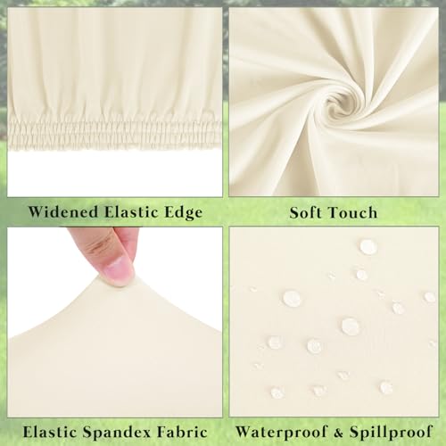 8 Foot Table Cover Fitted 10 Pack Picnic Elastic Tablecloth for Rectangle Tables Waterproof Stretch Washable Folding Indoor Outdoor Spandex Table Cloth for Parties Banquet Camping (Beige,30" x 96") - color: Beige, size: 30"x96" (Pack of 10)