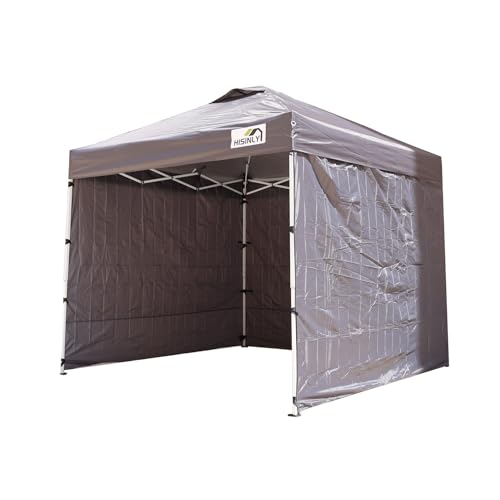8x8ft Pop Up Canopy Tent with Removable Sidewall, Instant Shade Canopy with Vented Roof for Patio Outdoor Camping with Wheel-Bag, 4 Sand Bags, 8 Stakes, Grey - color: Gray