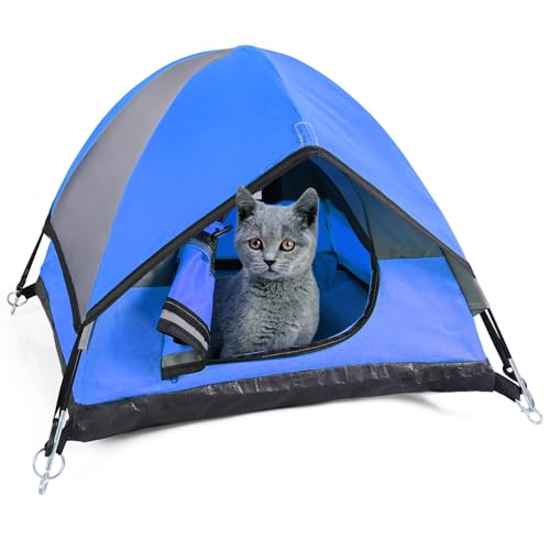 Cat Camping Tent, Cat Tent Bed, Pet Tent for Indoor Cat and Small Dog, Mini Tent (Blue, 21 x 21 x 14 Inches) - color: Blue