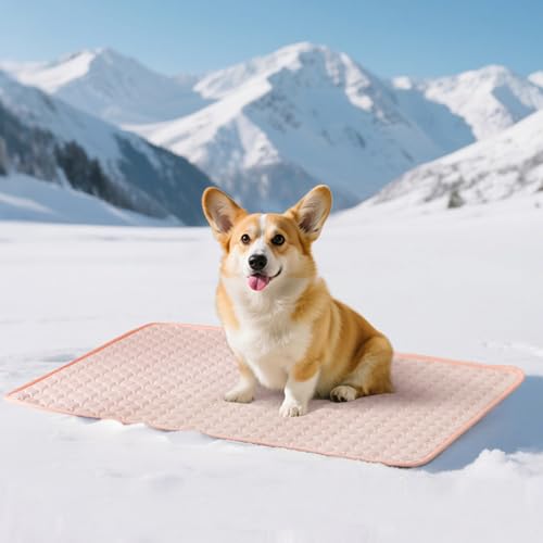 Soulbond Cooling Mat for Small Dogs - 25"x35" Washable Cooling Pad for Dogs & Cats, QMAX>0.3, Anti-Slip Bottom, Portable Summer Cool Pet Bed Pad for Outdoor/Indoor/Cars/Travel Use, Pink - color: Pink, size: 25" x 35" (Small)