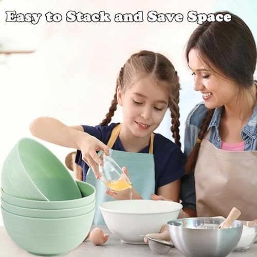 Unbreakable Wheat Straw Cereal Bowls Set of 4, 24 OZ Microwave and Dishwasher Safe Lightweight Soup and Salad Bowl Sets, Reusable Dessert Bowls for Rice, Pasta, Snack, Fruit, BPA Free (Green) - color: Green