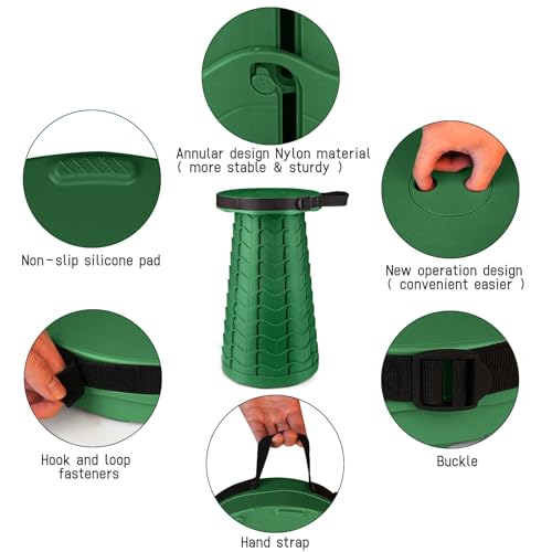 Portable & Lightweight Foldable Camping Chair for Adults, Heavy Duty Folding Stool with Adjustable Shoulder Strap, Perfect for Picnic, Beach, Backyard, and Sporting Events, Max Weight 400lbs - color: Green
