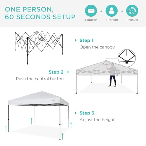 Best Choice Products 10x10ft Pop Up Canopy Tent, Outdoor Shade, 1 Person 1 Minute Set Up, Carry Case, 4 Weight Bags - White - color: White, size: 10x10ft
