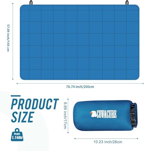 COVACURE Camping Blanket - Waterproof Outdoor Blanket, Packable & Lightweight, Warm Puffy Quilt for Camping, Hiking, Backpacking, Travel, Beach Essentials - color: Blue