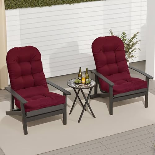 Adirondack Chair Cushion, Waterproof Outdoor High Back Seat Cushions for Patio Rocking Chairs, Thick Tufted Replacement Pads for Porch Lawn Indoor Dining Desk Wicker Furniture, Burgundy - color: Burgundy