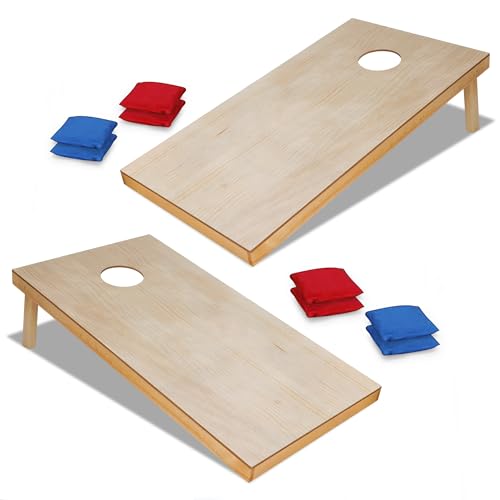 Nova Microdermabrasion 4x2Ft or 3x2Ft Solid Wood Cornhole Game Board with 8 Bean Bags and Carrying Case for Outdoor Yard Beach Lawn Party Backyard - style: Regulation Size 4×2ft