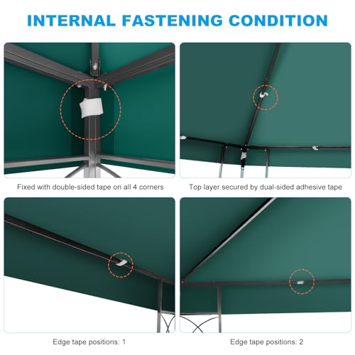 10x10 Gazebo Canopy Replacement Top, 300D High-Density Waterproof Single Layer Gazebo Cover with Heavy Duty Sun Shade Canopy, Folded UV Blocking Canopy Roof for Outdoor Patio Garden Tent Top (Green) - color: Green