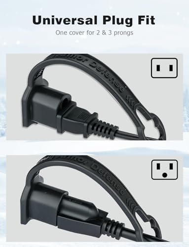 Outdoor Plug Cover, Waterproof Extension Cord Plug Protector for 2 & 3 Prong 120V Outlets - 2 Pack Weather Proof Exterior End Cap for Outside Electrical Plugs, Black