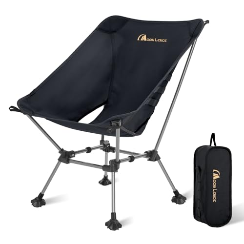 MOON LENCE High Back Folding Camping Chairs, Height-Adjustable, Widened Seat, for Beach with Anti-Sinking Feet (Black-Plus) - color: Black-plus