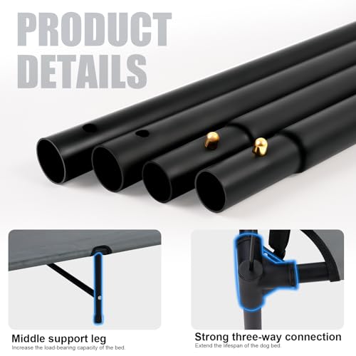 48'' Outdoor Elevated Dog Bed with Four Ice Pack, Raised Dogs Bed with Six Support Feet, Breathable Cooling Dog Cot Beds Medium Large Size Dogs, Outdoor Pet Hammock Beds, Outside Pet Beds(X-Large)