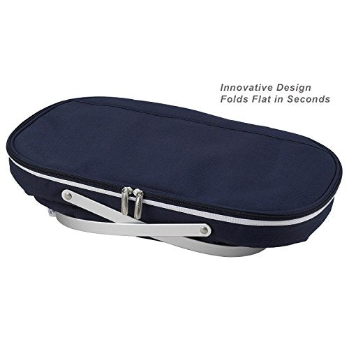 Picnic at Ascot Original Large Insulated Collapsible Basket Cooler with Water resistant Picnic Blanket