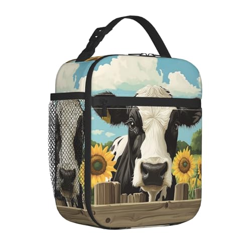 Cow Lunch Box Insulated Lunch Bag for kids Girls Boys Women,Reusable Lunch Box Containers for Women Men,Durable Cooler Tote Bag Lunchbox for Office/School/Picnic - color: Cow02