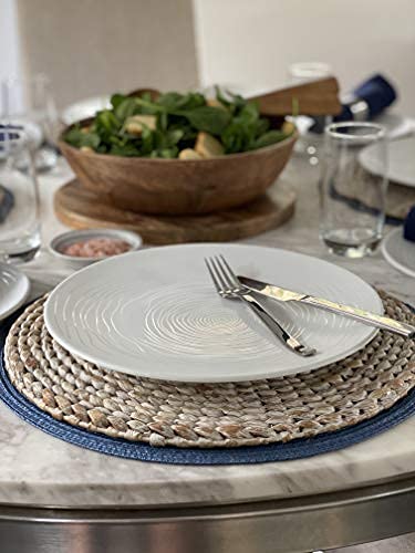 bzyoo 12 Piece White Melamine Dinnerware Set - Durable, Easy to Clean Plates and Bowls - Ideals for Parties, Camping Dish Set BPA Free Organica White Collection - color: Organica White