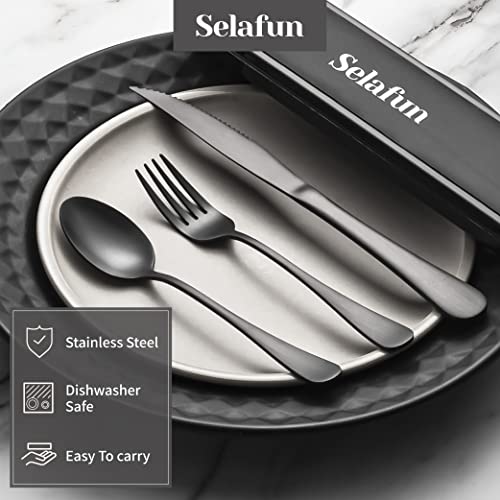 4-pieces Travel Set with Case Portable Silverware Utensils Set for work, Stainless Steel Reusable Flatware Set Cutlery Set for Camping Picnic Hiking Office (6.7inch, Matte Black) - color: Matte Black, size: 6.7 inch