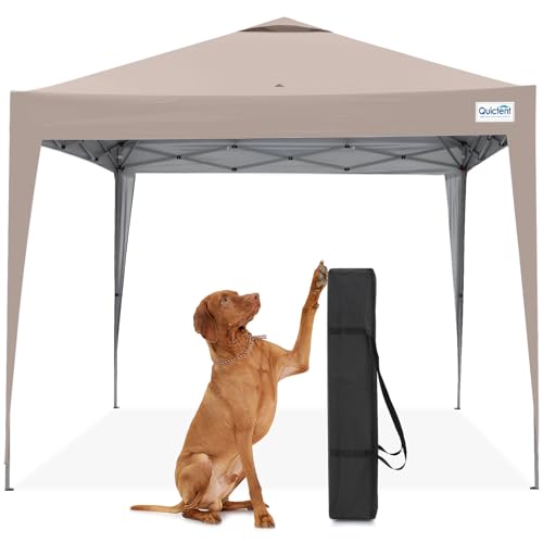 Quictent 10x10 Pop Up Canopy Tent Without Sidewall, Instant Setup Gazebo for 1 Person, Portable & Compact, Waterproof & UV Protection, Ideal for Camping, Beach, Parties, and Outdoor Events - color: Beige, size: 10x10 without Sidewall