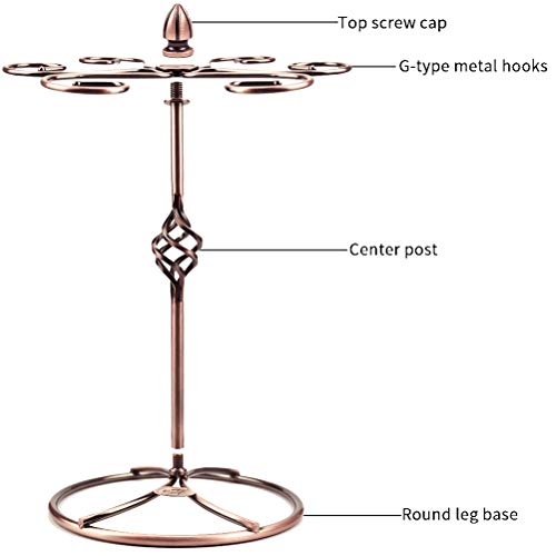 QPIX DIGITAL Wine Glass Rack, Bronze, Elegant Countertop Stemware Storage with 6 Hooks, Easy Assembly, Durable, 11"W x 11"L x 6"H - color: Bronze, size: 11"x 6"-6 Holders