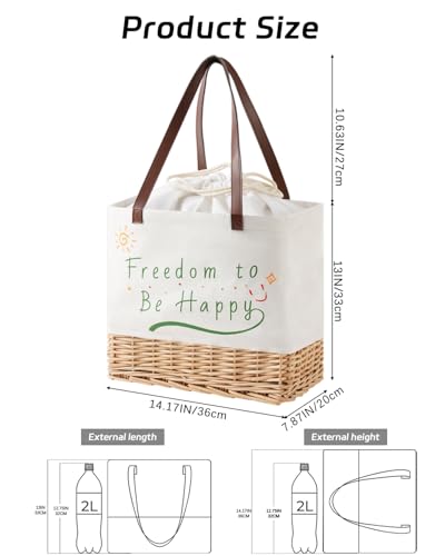 Wicker Picnic Basket for 2 Person, Folding Picnic Basket Set with Waterproof Lining,Canvas and Willow Picnic Hamper with Utensils，for Outdoor, Camping, Beach，Wedding Gifts - size: Rectangle with Tableware