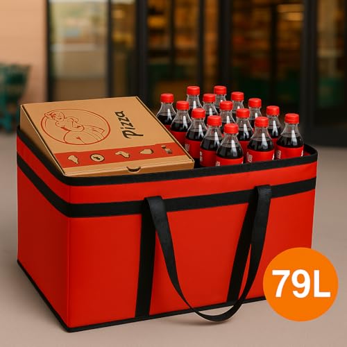 Musbus 2 PACK Extra Large XXXL Insulated Food Delivery Bag Cooler Bags Keep Food Warm Catering Therma for DoorDash - color: Red-B, size: Xxx-large（24w X 15h X 14d）
