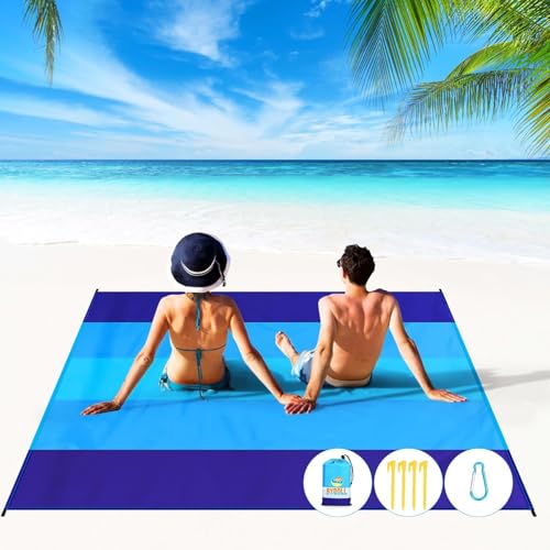 Beach Blanket 78''X81'' 4-7 Adults Quick Drying Outdoor Picnic Mat Accessories for Travel, Hiking，Drying&Compact&Lightweight,Picnic Mat Vacation Essentials for Beach Camping Travel