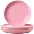 4 Pcs Unbreakable Wheat Straw Dinner Plates, 7.8 Inch Reusable Plastic Plates, Lightweight Plates for Kitchen Camping Dessert Salad, Microwave & Dishwasher Safe (Pink) - color: Pink