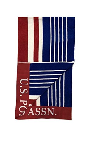 U.S. Polo Assn. Oversized (40” x 70”) Striped Nautical Design Beach Towel - Luxury Plush Cotton Hotel Quality for Bath, Pool - Blue/Red/White - color: Blue/Red/White, size: 40" x 70"