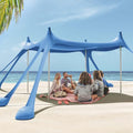 Gardentime Beach Tent Canopy with 8 Sandbags 4 Aluminum Poles, Pop Up Portable Camping Sun Shelter, Easy Set Up with 2 Sand Shovel, Ground Pegs, Carrying Bag for Outdoor Beach,Picnic, Fishing - color: Blue