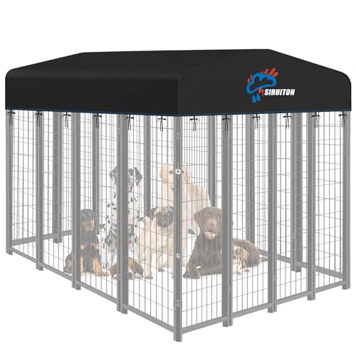 SIRUITON 10x10FT Outdoor Dog Kennel Replacement Cover, Heavy Duty 600D Oxford Fabric with Sun/Rain Dog Play Pen Top Covers Sun Shade Specialized,Snowproof,Sun( Cover Only) - color: Black, size: 10x10FT