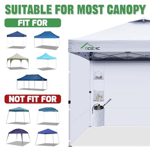 Acepic Instant Canopy Sidewalls 10x10 FT for Pop Up Canopy, Waterproof and UV Protection, 300D Polyester Canopy Walls with 6 Pockets, White/Silver(3PCS Sidewall Only, Canopy Tent NOT Included)