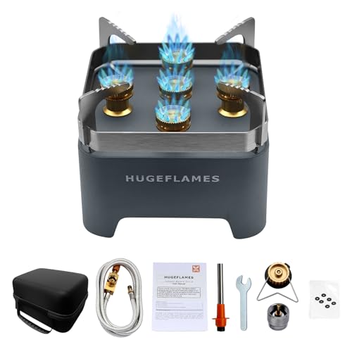 Portable Camping Stove, Powerful Gas Stove, Propane Camp Stove with Carrying Case, 30,000 BTU Small Propane Stove, Gas Burners for Cooking Outdoor Hiking Picnic BBQ - style: Five Burners