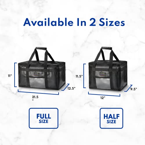 New Star Foodservice Commercial Insulated Food Delivery Bag, Full Size, 21.5 x 11 x 12.5 Inch, Black - size: 21.5" W x 11" H x 12.5" D