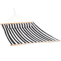 Sunnydaze Quilted Double Hammock for Outside with Spreader Bars and Pillow - 450 lb Capacity, 74x55 Inch Bed, UV Resistant, Quick Dry - Chains Included, Stand Sold Separately - Black & White - color: Black & White