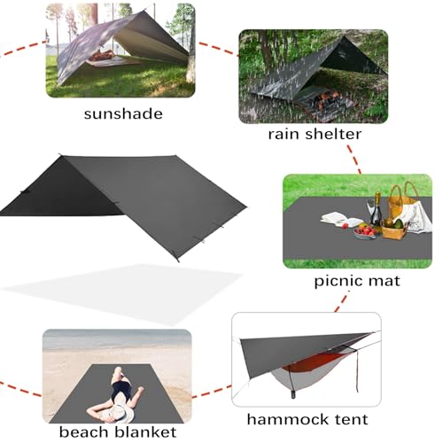 KALINCO Tent Tarp, Picnic Mat Camping Tarp Tent Hammock Tarp, pu Waterproof Camping tarp Tent Rain Fly Picnic Mat Survival Shelter Sunshade - color: Gray, size: 10X16.5FT
