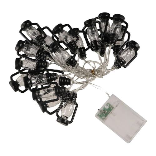 20 LEDs /10ft Black Lantern String Lights Mini Kerosene Lamp Battery Powered Fairy String Lights for Indoor Outdoor Patio Decorations