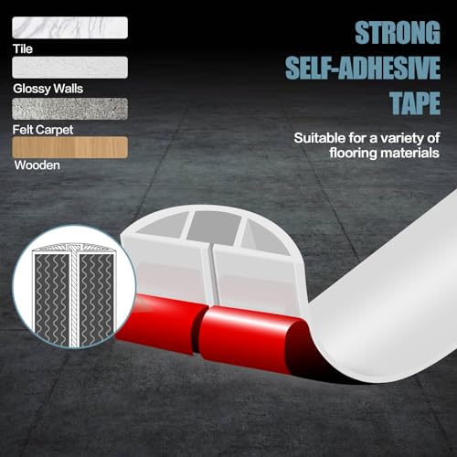Floor Cord Cover Self Adhesive Cord Hider,3.3FT Cable Management, Extension Strip Protector for Wires, Prevent Cable Trips for Offices, Gyms, Exhibitions Cavity:0.3"(W) x 0.28"(H) White - color: White, size: 0.78" x 3.3'