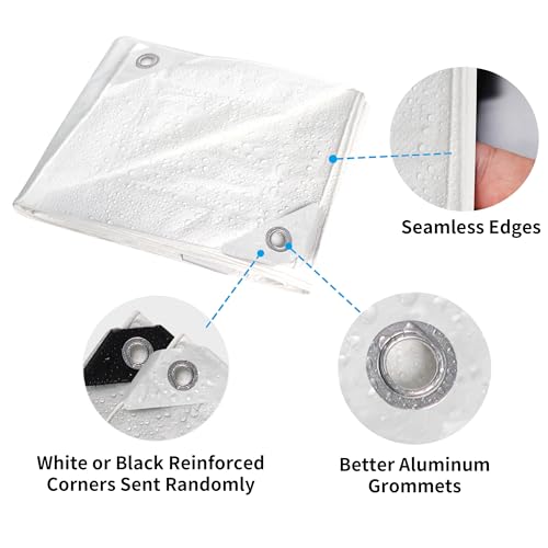 TARPAL 10x14 Feet White Tarp Waterproof Lightweight tarps Multipurpose Protective Cover All Purpose Poly Tarps Cover for Firewood,Boat,Pet House,Roof Waterproofing - color: White, size: 10x14 Feet-Finished size