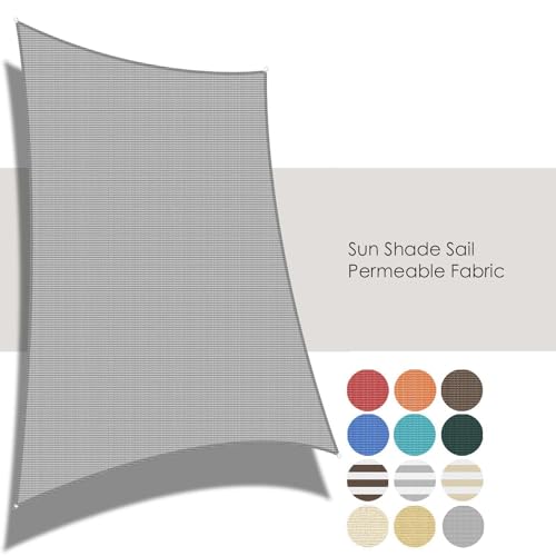 ECOOPTS 10'x12' HDPE Sun Shade Sail Rectangle Canopy Shades for Outdoor Patio Pergola Cover Blockage 95% UV Resistant(Gray)