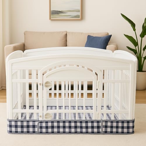 Dog Playpen Bottom Pad Fits for 36 Inch 4 Panels Exercise Pet Playpen, Dog Crate Pad Puppy, Hoop and Loop Design (Note: Playpen Not Included). (BlackCheckered) - color: BlackCheckered
