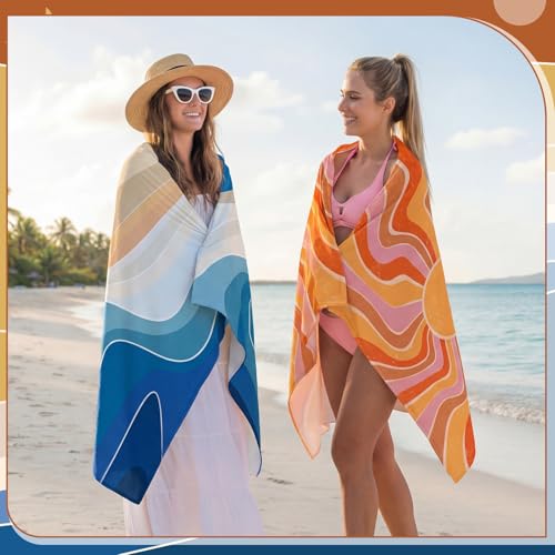 Peryiter 6 Pcs Boho Oversized Microfiber Beach Towels 36 x 72 Inch Sand Free Quick Dry Large Pool Towels Absorbent Camping Travel Blanket Set for Women Men Bath Beach - color: Earthy Color, size: 36 x 72 Inch, style: Boho Style