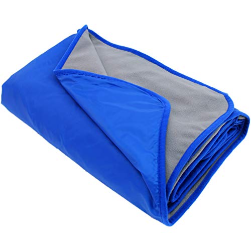 Threadart Personalized Outdoor Rainproof & Windproof Thick Stadium Blanket | for Camping, Picnic, Sports, Festivals, Football, Baseball, Concerts, Parks, Beach 55" x 79" - color: GREY/ROYAL BLUE