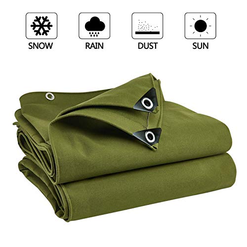 Boshen 16oz Canvas Tarps Heavy Duty Finished Size 12 x 20FT Outdoor Multipurpose Tarps UV/Tear/Wear Resistant Tarpaulin Green Tarp Cover for Car Boat Camping Firewood, w/Grommets - size: Finished Size: 12x20FT