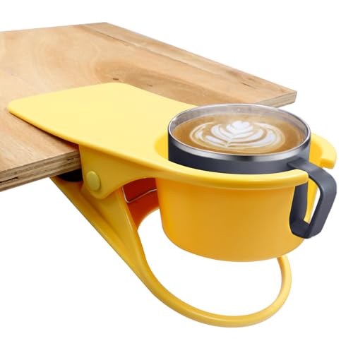 Jiozermi 3Pcs Drinking Cup Holder Clip, Desk Drink Holder Clip Adirondack Chair Cup Holder with Clip Cup Clip Holder for Water Drink Beverage Soda Coffee Mug(Blue, Green and Yellow) - color: Blue+Green+Yellow