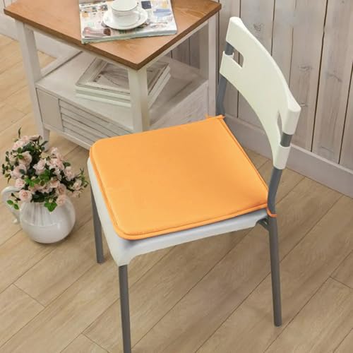 2-Pack Square Seat Cushions (15x15) - Soft Chair Pads with Ties for Indoor/Outdoor Use, Solid Color Comfort for Stools & Dining Chairs (Orange) - color: Orange