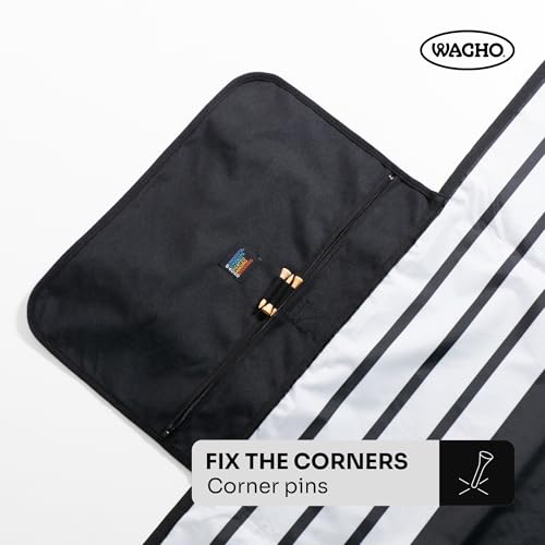Wacho Beach Blanket Waterproof Sandproof and Picnic Blanket - Large Outdoor Blanket for Camping, Beach & Travel - Foldable Picnic Mat with Carry Bag - Beach Essentials – Black & White - color: Black and White