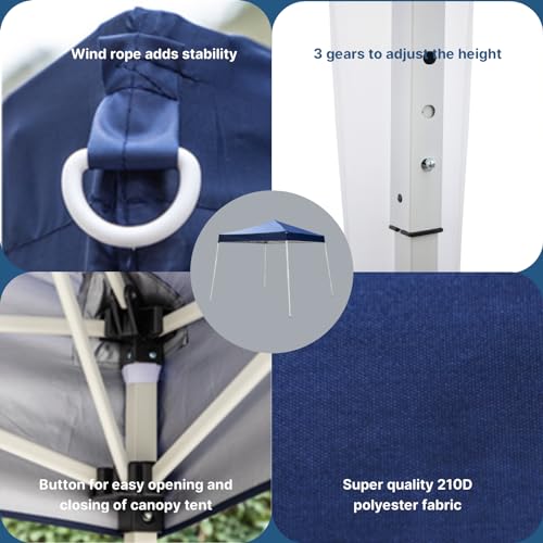 Outvita Canopy 10'x10' Pop Up Commercial Instant Gazebo Tent, Waterproof & UV Protection Canopy Tent with Slant Legs for Party Wedding Birthday BBQ Events - style: 10x10-blue