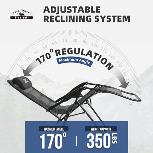 Zero Gravity Lounge Chairs - Set of 4 Oversized Reclining Patio Chairs with Adjustable Pillow & Cup Holder (500lbs Capacity, Black/Gray) - color: Black & Gray, size: X-Large/4 PCS