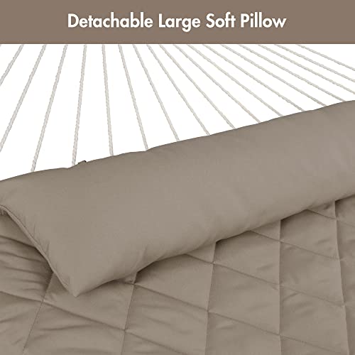 ANOW 2 Person Hammock with Spreader Bars, Rope Hammock with Pad for Outside, 450 LBS Weight Capacity, Light Brown - color: Light Brown, size: Without Stand