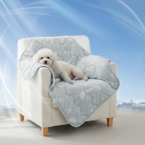 NWK Dog Cooling Blanket, Q-Max>0.345, Ice Silk Cool to Touch Material, Bed Cover, Furniture Protector Couch Sofa for Summer, Anxiety Relief-Machine Washable (Misty Gray,30'' X 40'') - color: Misty Gray, size: 30* 40